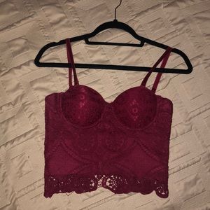 Lace corset-like crop top